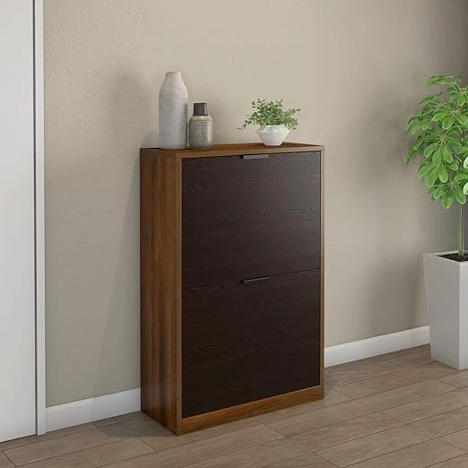 Nilkamal Florine 2 Tier Engineered Wood Shoe Cabinet (Walnut)