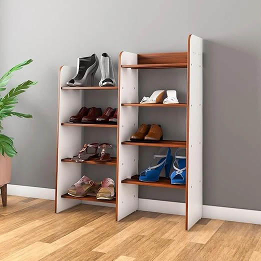 Nilkamal Vesper 8 Tier Shoe Rack|Engineered Wood Build|Holds 16 Pairs of Footwea
