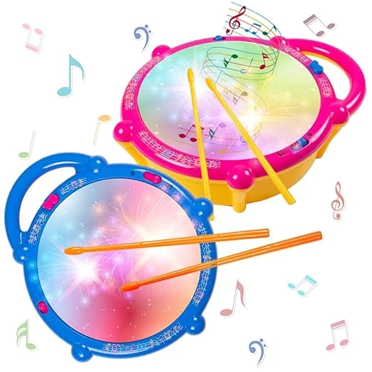 Gooyo GY168-23 Battery Operated 3D Flash Drum Toy for Kids with Flash Light & Mu