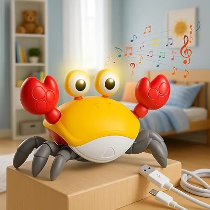 Storio Rechargeable Crawling Crab Baby Toddlers Toy for Kids Infant Tummy Time |