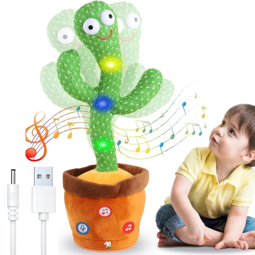 Storio Rechargeable Toys Talking Cactus Baby Toys for Kids Dancing Cactus Toys C