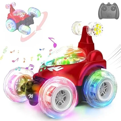 Storio Rechargeable Remote Control Rotating Rolling Stunt RC Car Toys for Kids O