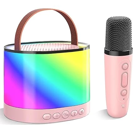 Storio Rechargeable Round Karaoke Machine for Kids & Adults with Wireless Microp