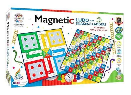 Ratna's Magnetic Snakes and Ladders with Ludo Board Game for Kids and Family Fun