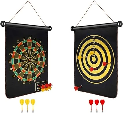 Toyshine 15 Inches Double-Sided Magnetic Dart Board Game with 6 Magnetic Darts |