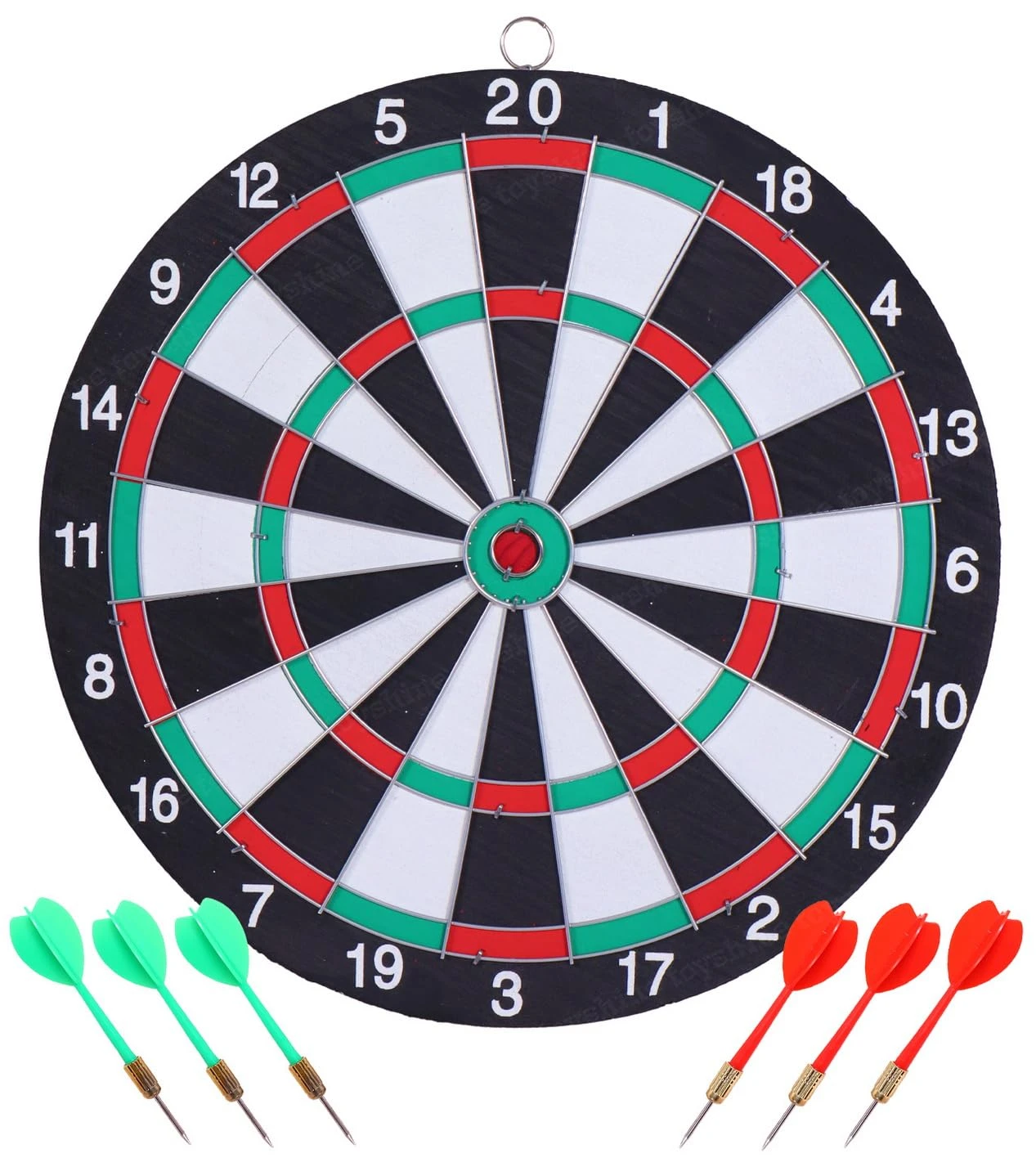 Toyshine Wooden Double Sided 12 inch Dart Board Family Game Set with 4 Steel Tip