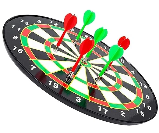 Toyshine Round Shape - 15 Inches Big Size, Magnetic Dartboard Board Game Set wit