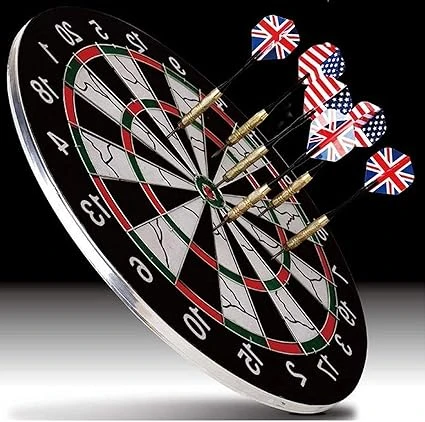 Toy Imagine™ 18-Inch Double-Faced Bristle Dartboard with 6 Darts – Thick Tournam