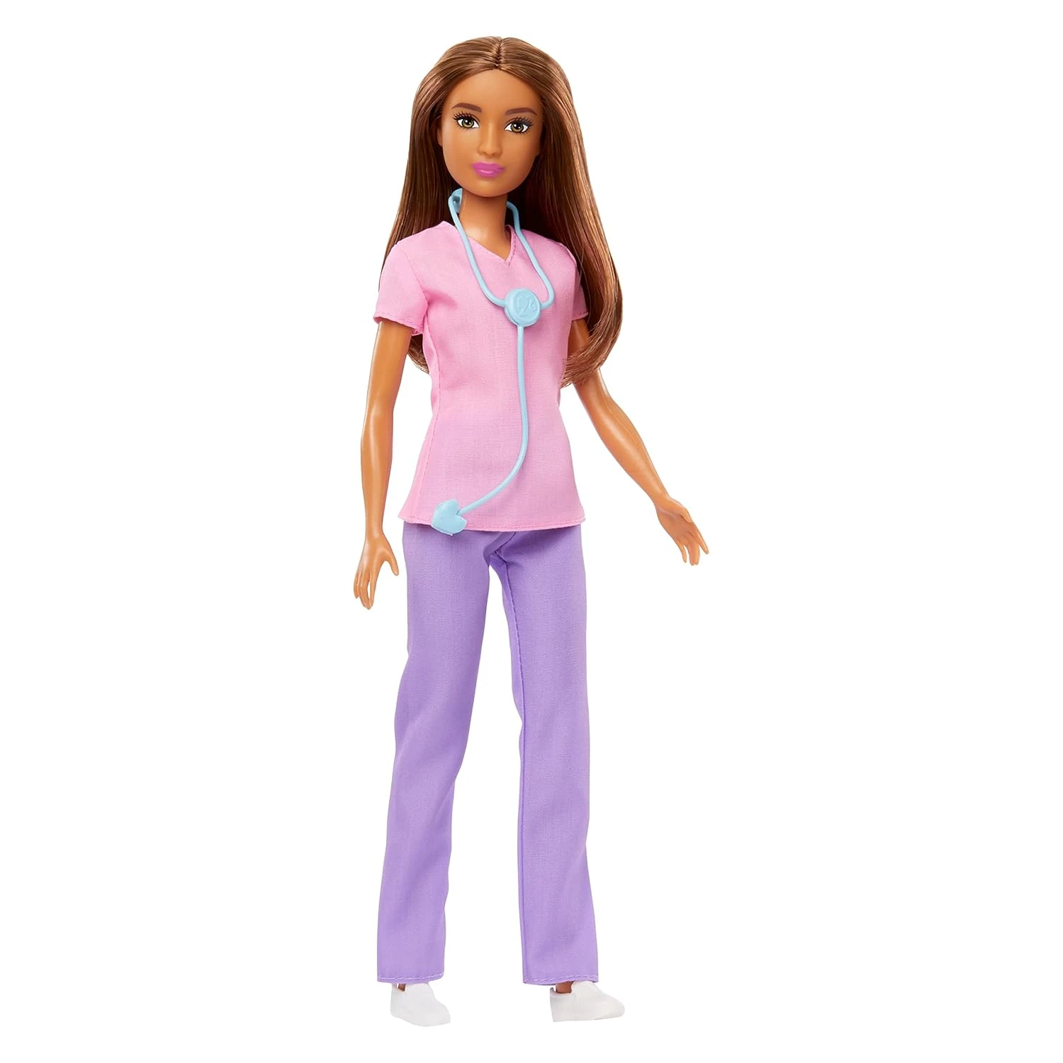Barbie Nurse Blonde Petite Doll (12 inches) with Scrubs Top & Pants Set, White S