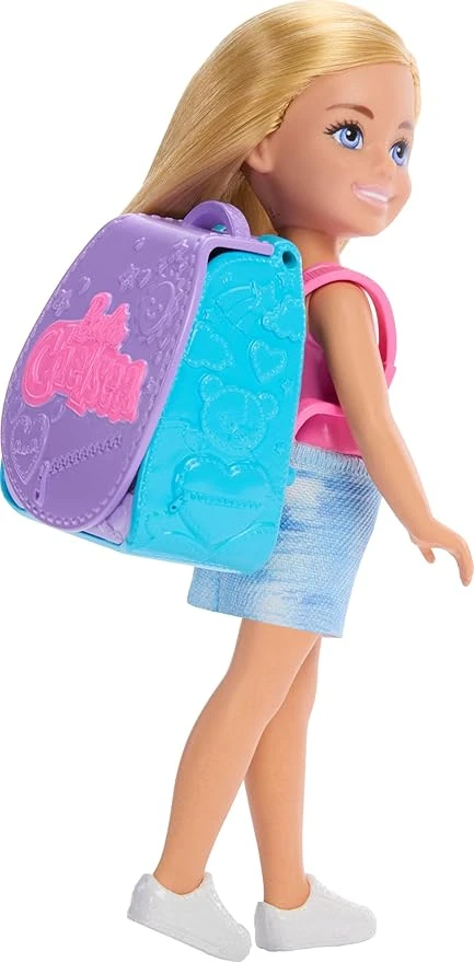 Barbie Family & Friends Cupcake Baking Backpack Blonde Chelsea Doll, Wearable Ba