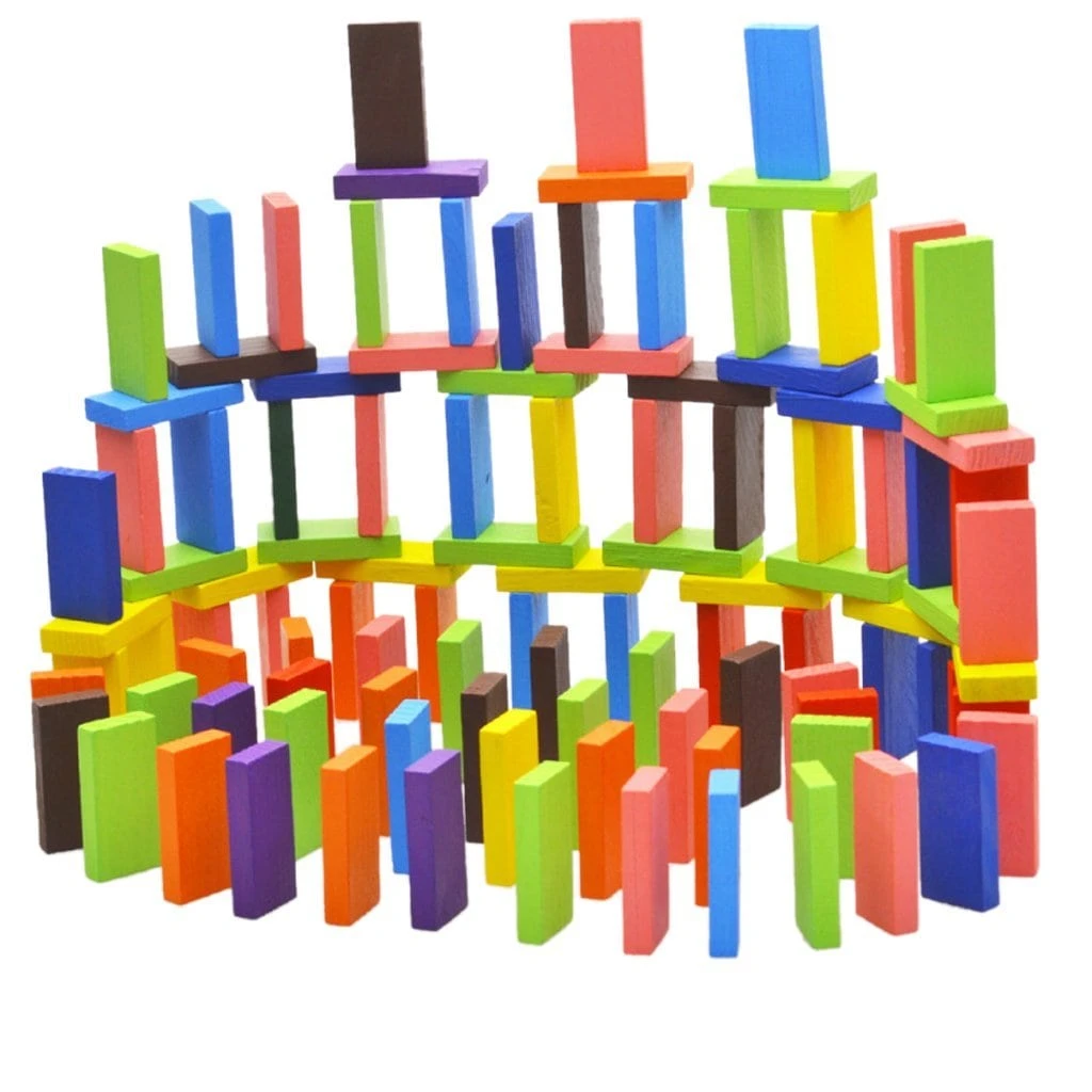 Toyshine 120 Pcs 12 Color Wooden Dominos Blocks Set, for Kids Board Game Educati