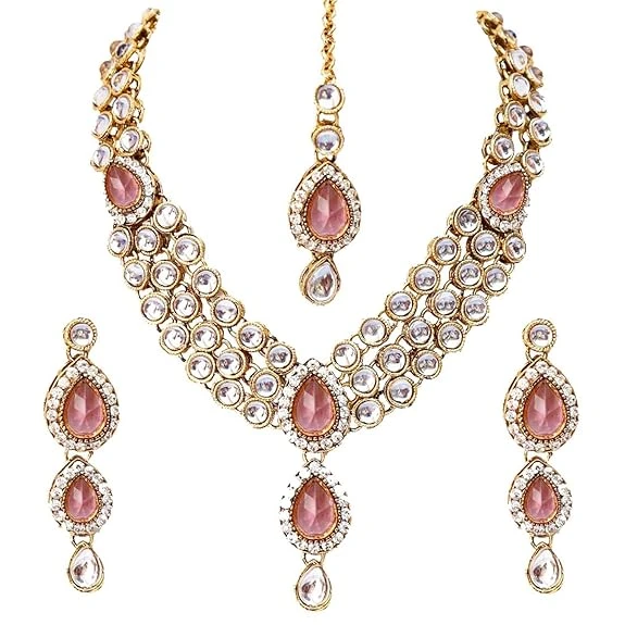 Shining Diva Latest Stylish 18k Gold Plated Traditional Kundan Necklace Jeweller