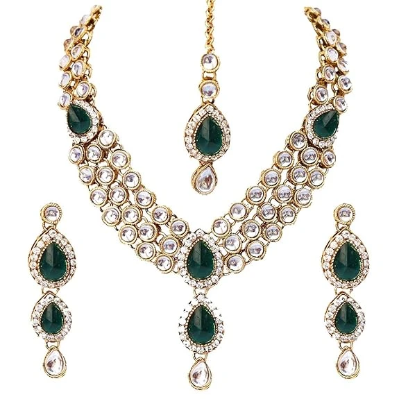 Shining Diva Latest Stylish 18k Gold Plated Traditional Kundan Necklace Jeweller