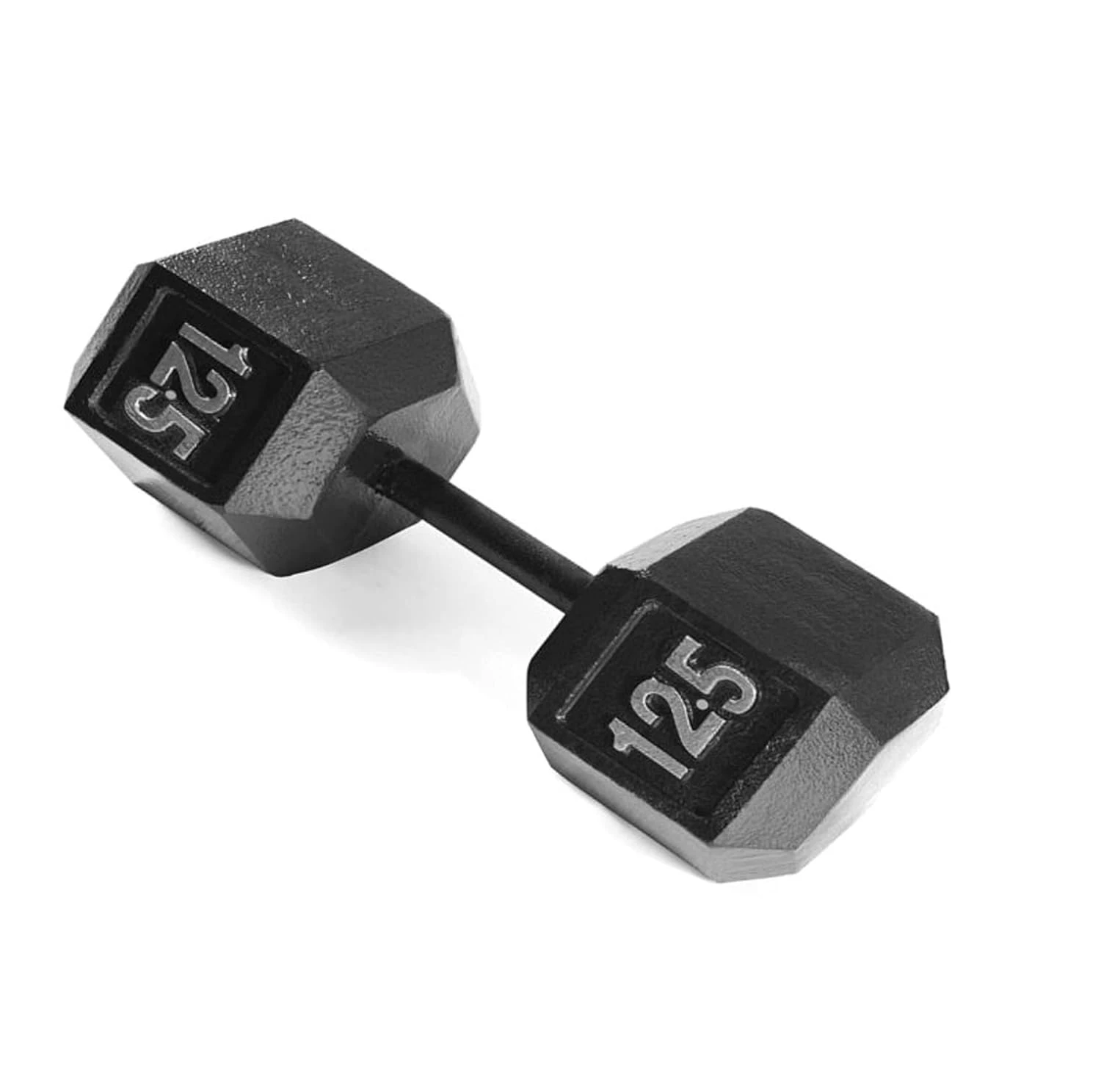 Amazon Brand - Symactive Cast Iron Solid Hex Dumbbell, Set of 1, 12.5 Kg, Black