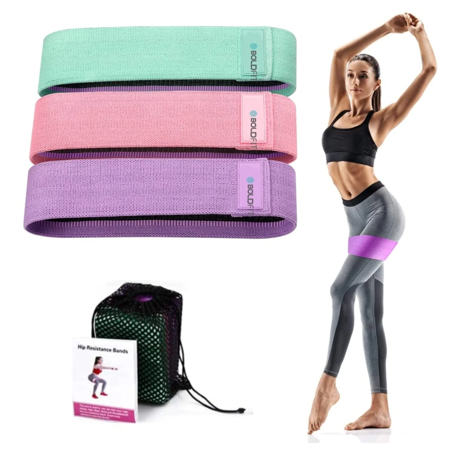 Boldfit Fabric Resistance Band - Loop Hip Band for Women & Men for Hip, Legs, St