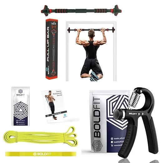 Boldfit Pull Up Bars For Home Workout(72-104 Cms) 200 Kg Max, Natural Rubber Hea