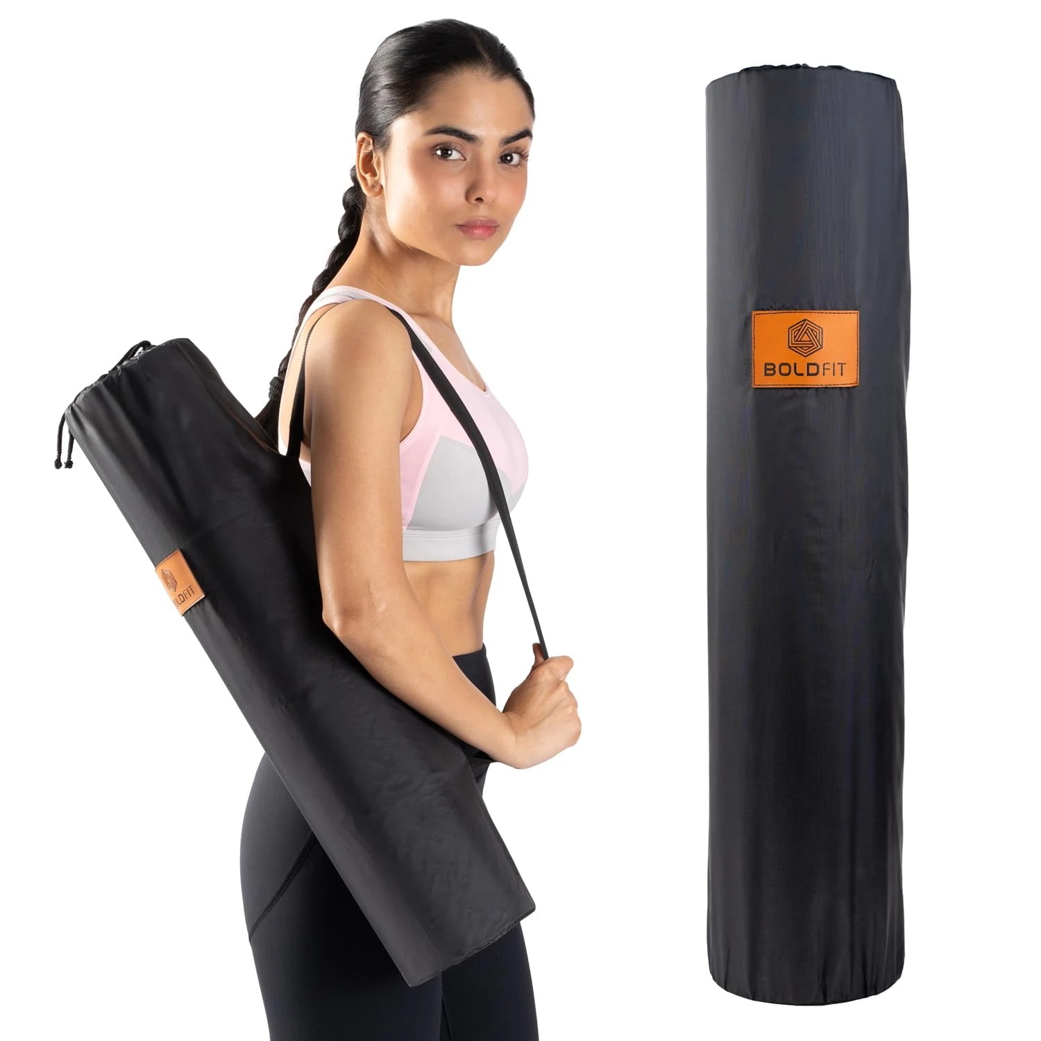 Boldfit Black Polyester Exercise Carrier with Drawstring & Strap (Fits up to 10 
