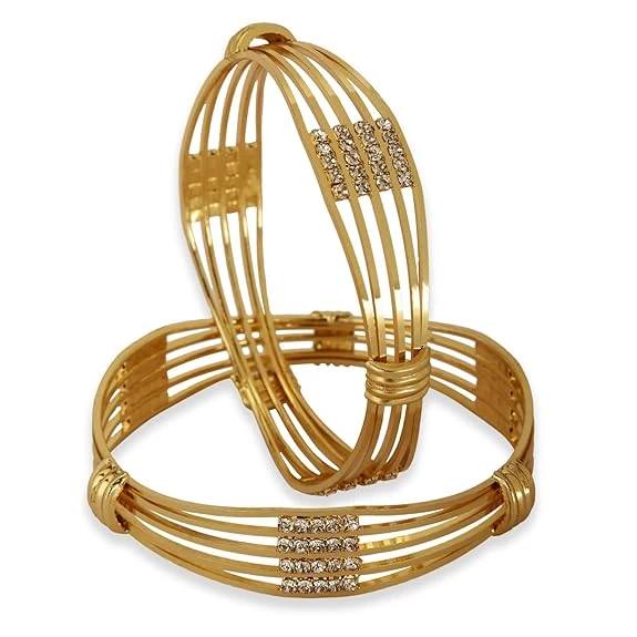Shining Diva Fashion 18k Gold Plated Bangles | Set of 2 Bangles Set for Women | 