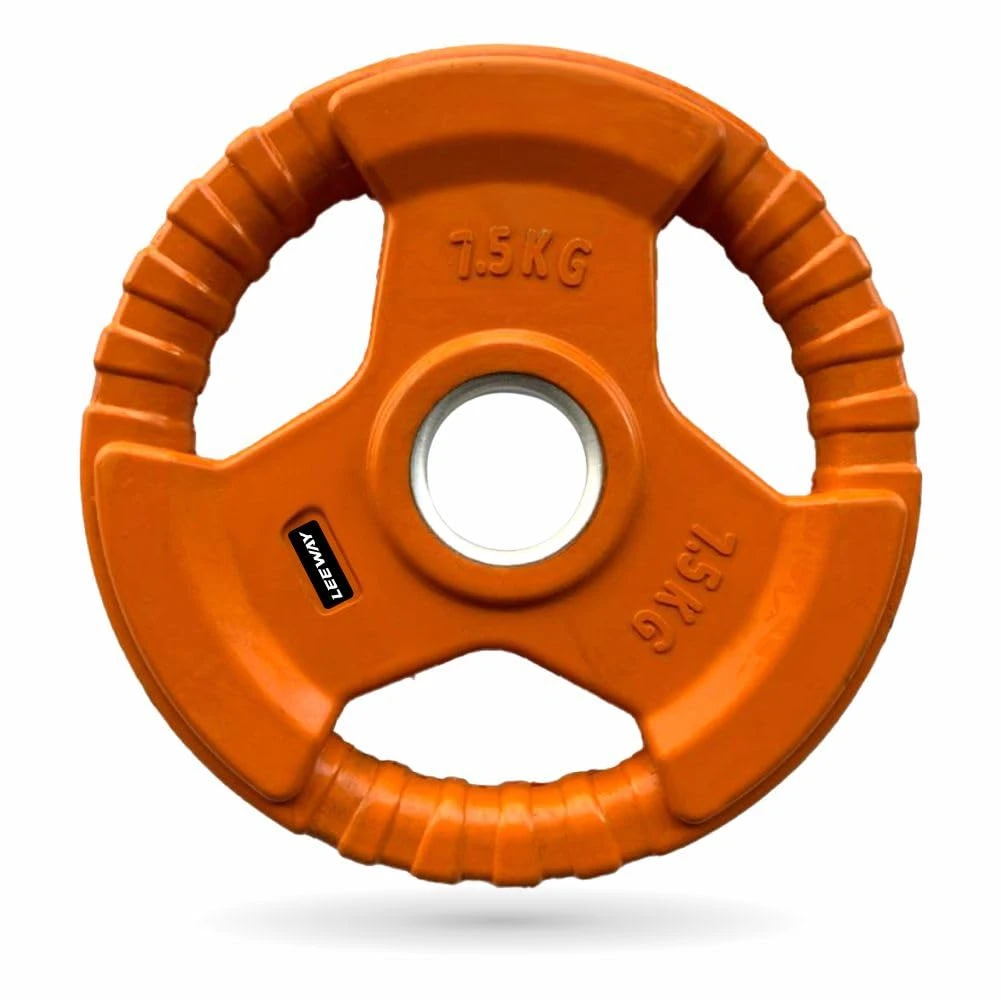Leeway Color Rubber Coated Olympic Weight Plates (7.5kgX2) | 51mm Dia | Metal In
