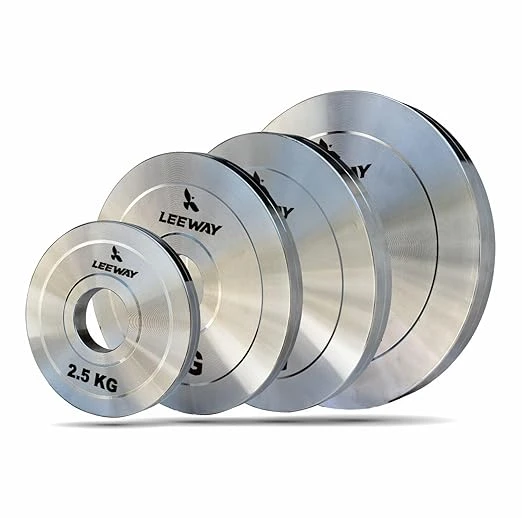 Leeway Calibrated Steel Weight Plates (50kg Set) | 51mm Olympic Barbell Plates f