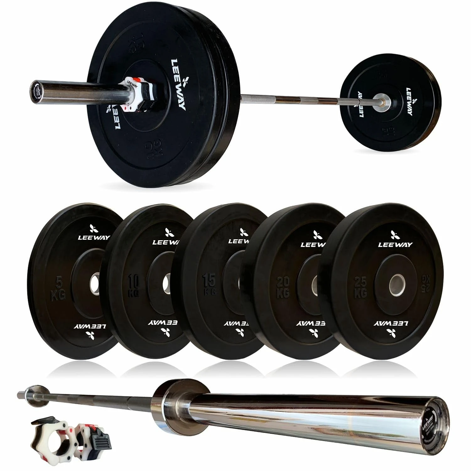 LEEWAY Rubber Weight Plates 2.5kg x 2 | 31mm Center Hole | Compatible with Stand