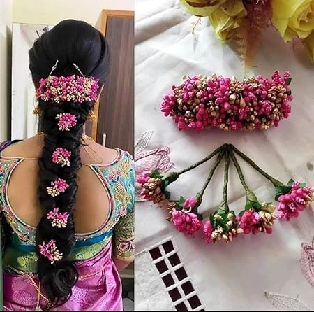 Women Koochi Artificial Flower For Hair Veni Gajra Brooch Bridal Accessories (Pi