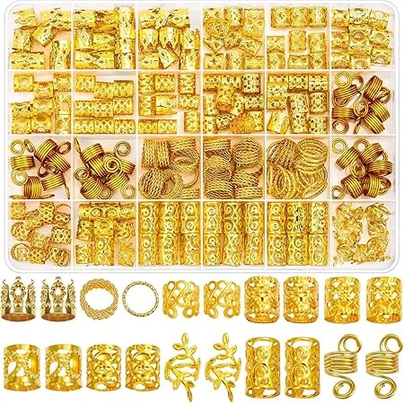 PALAY® 220 Pcs Gold Hair Jewelry for Women Braids Stylish Metal Hair Pendants Ch