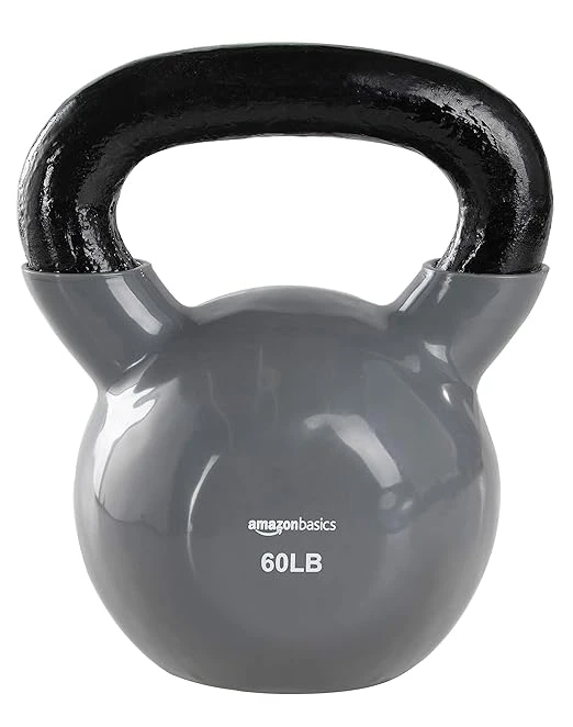 Amazon Basics Iron Vinyl Kettlebell - 60 Pounds | Grey