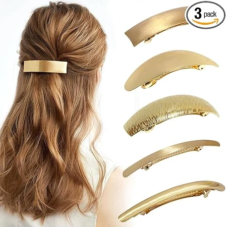 Diversa Metal Ponytail Hair Clips for Girls & Women, Glossy Ponytail Clips, Geom