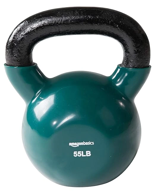 amazon basics Vinyl Kettlebell - 50 Pounds | green