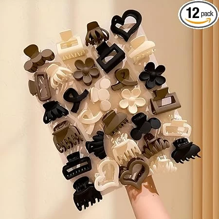 12 Pcs Small Matte Hair Claw Clips, Mini Clips for Girls Women - Cute Tiny Claws