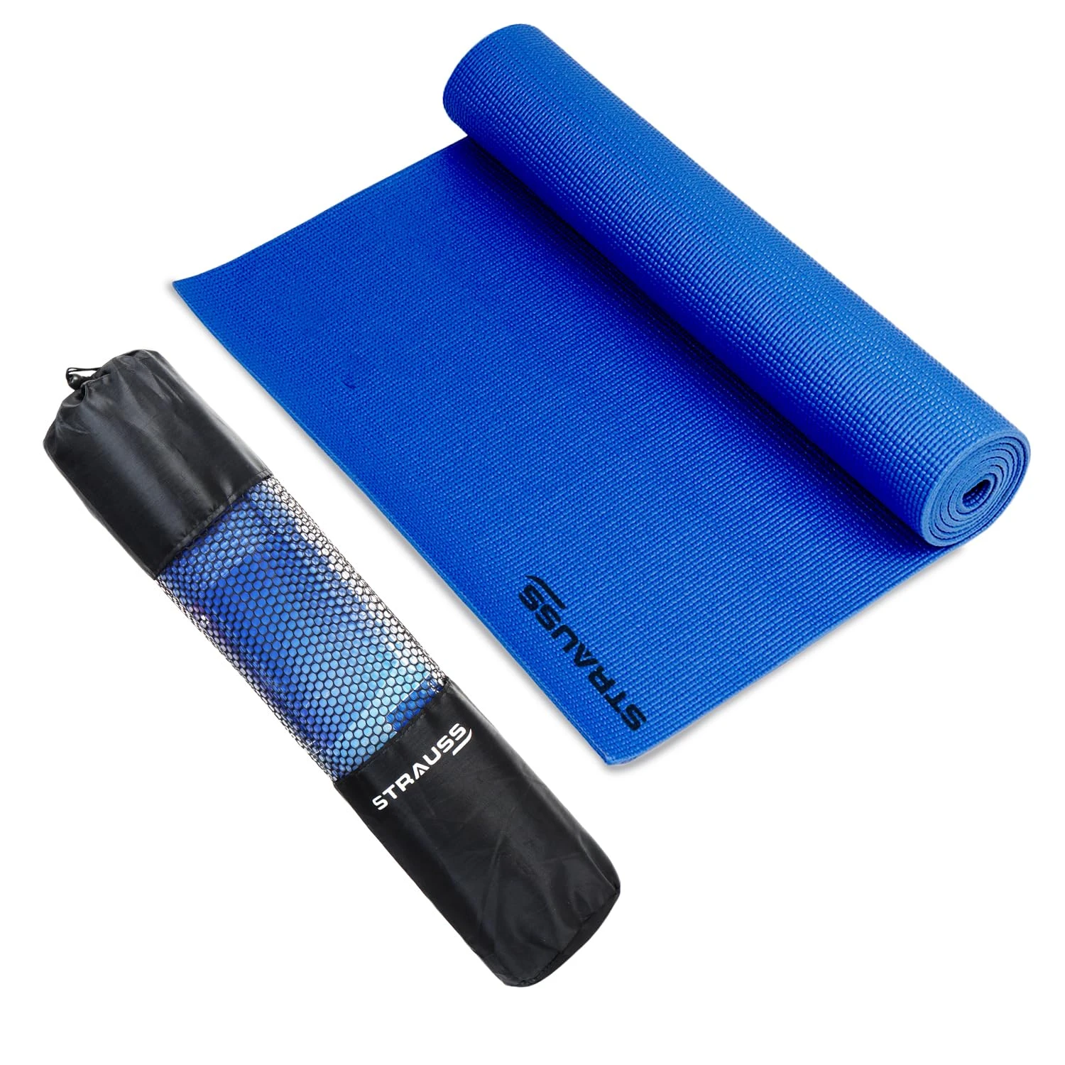 STRAUSS Yoga Mat with Carry Bag | Anti-Slip Exercise Mat for Women & Men | Home