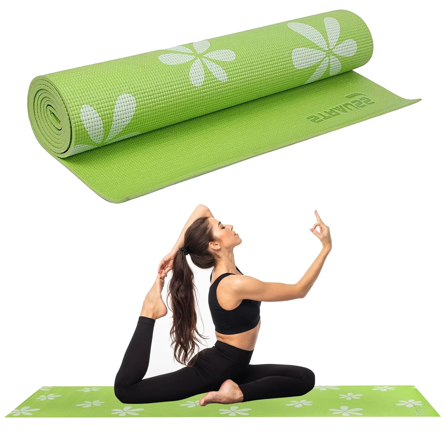 Strauss Exercise Floral Yoga Mat with Carry Bag Non-Slip Exercise & Fitness Mat 