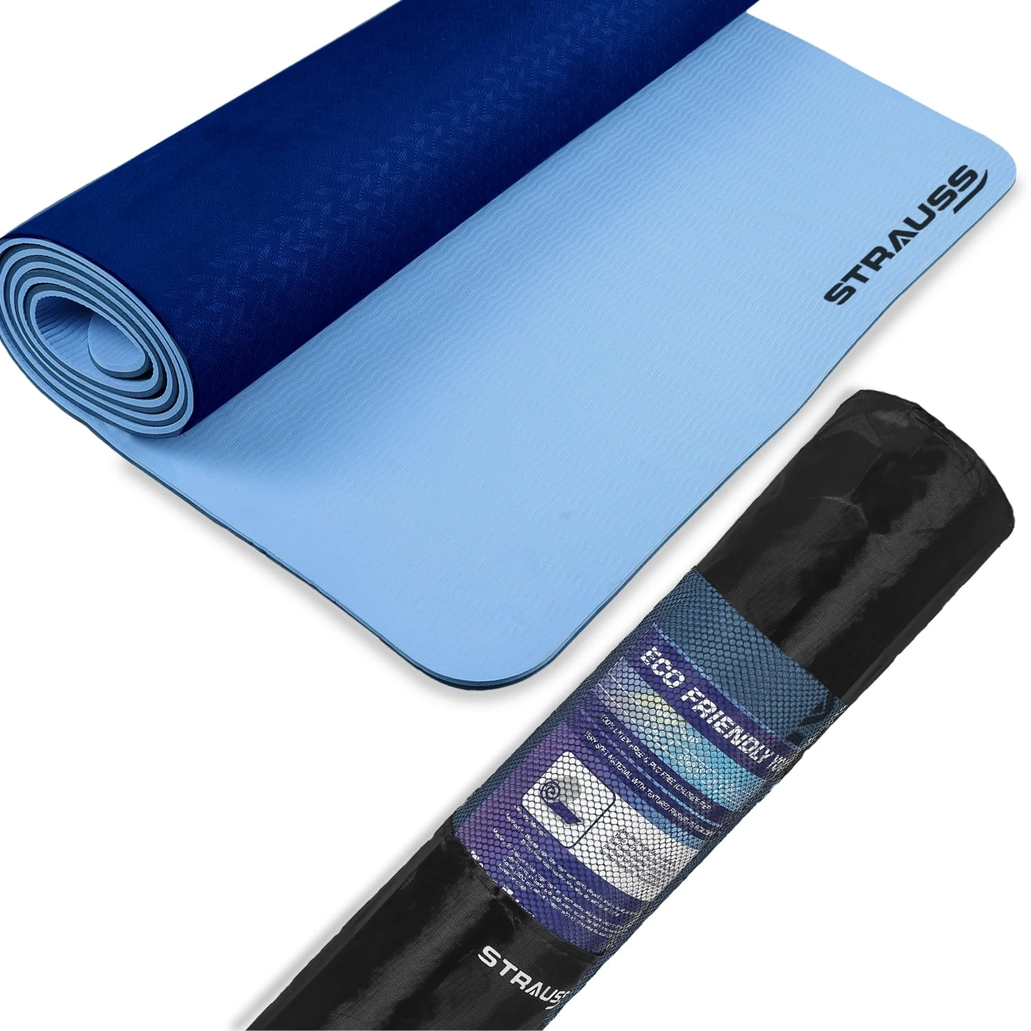 STRAUSS TPE Dual Layer Yoga Mat | Exercise Mat for Yoga, Pilates & Gym | Lightwe