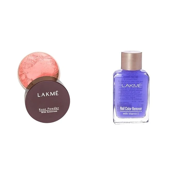 LAKMÉ Rose Natural Face Powder for Oily Face, Warm Pink, 40 Gm And Nail Color Re