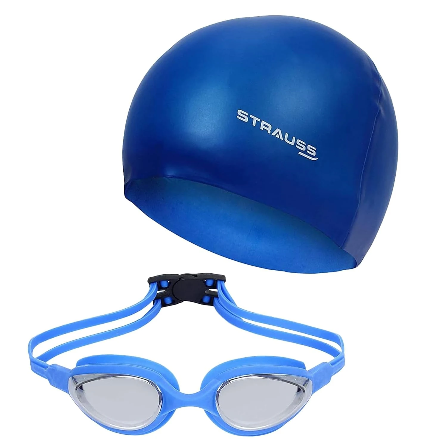 STRAUSS Swimming Set with UV and Anti Fog Protection Goggles, Swim Cap, Earplug 