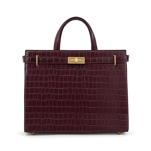 Miraggio Stella Solid Top Handle Handbag for Women with Detachable Sling Strap