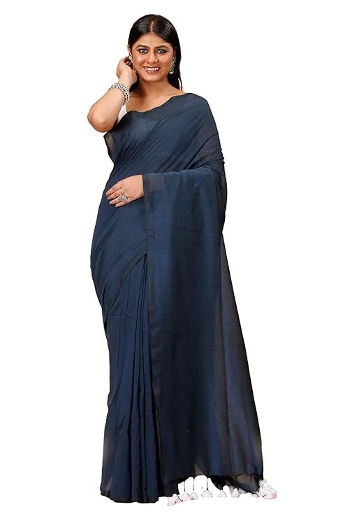 Tant Story Women's Traditional Premium Bengal Cotton Soft Saree with Running Blo