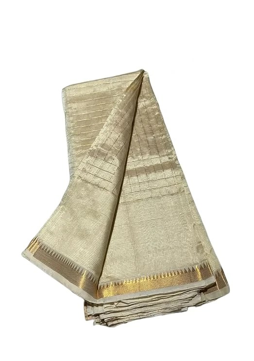 Exclusive Handloom Women's Linen Tissue Silk Check Saree with running blouse pie
