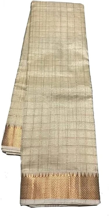 NR Handloom | Exclusive Handloom Women's Cotton Tissue Silk Check Saree with run