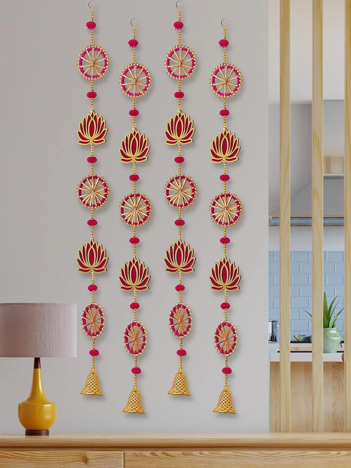 JH Gallery Wood Handmade Lotus Wall and Door Hanging - Home, Pooja, Diwali, Wedd