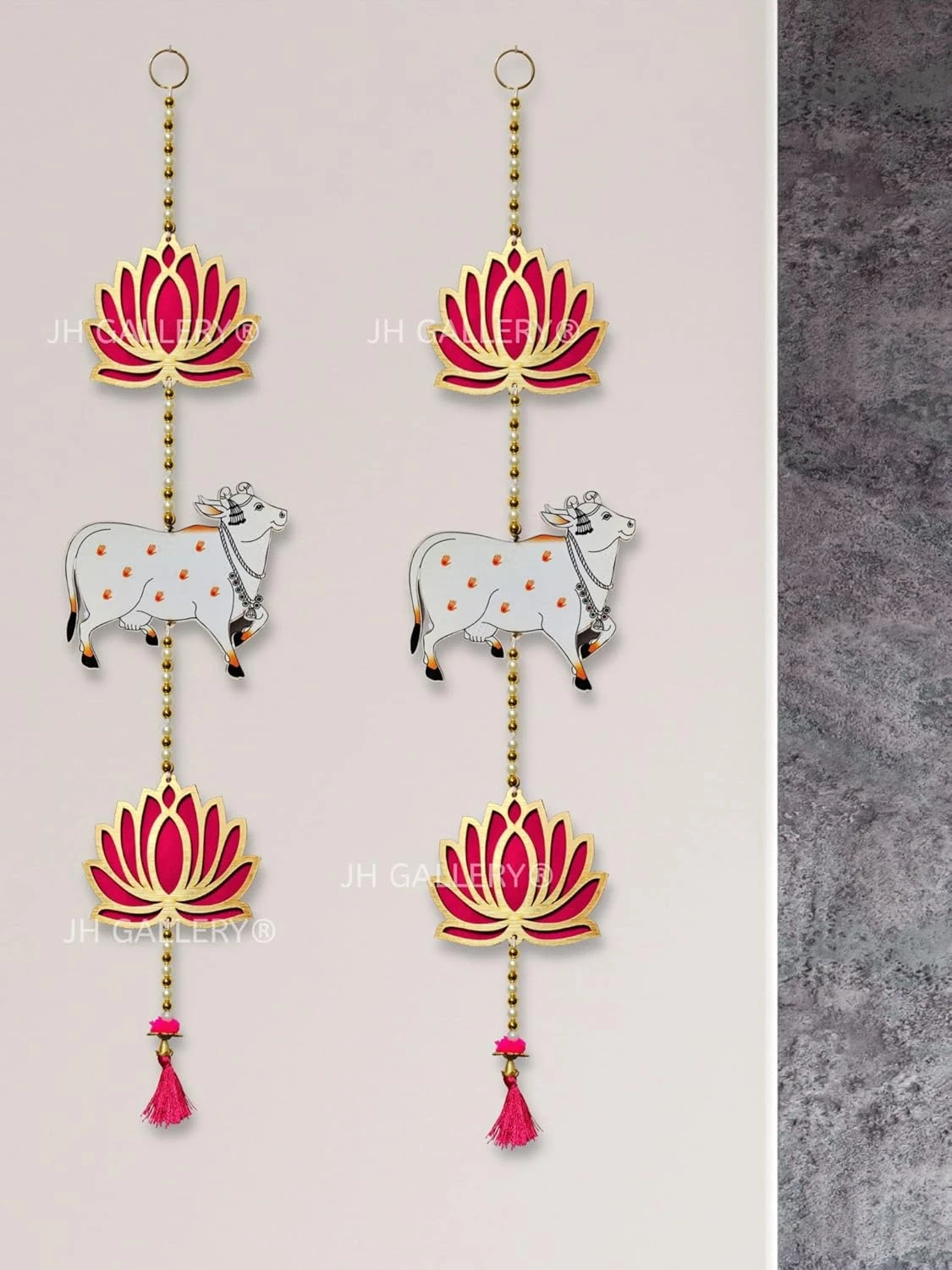 JH Gallery Lotus Hangings for Decoration/Floral Pichwai Cow Wall Hangings for Te