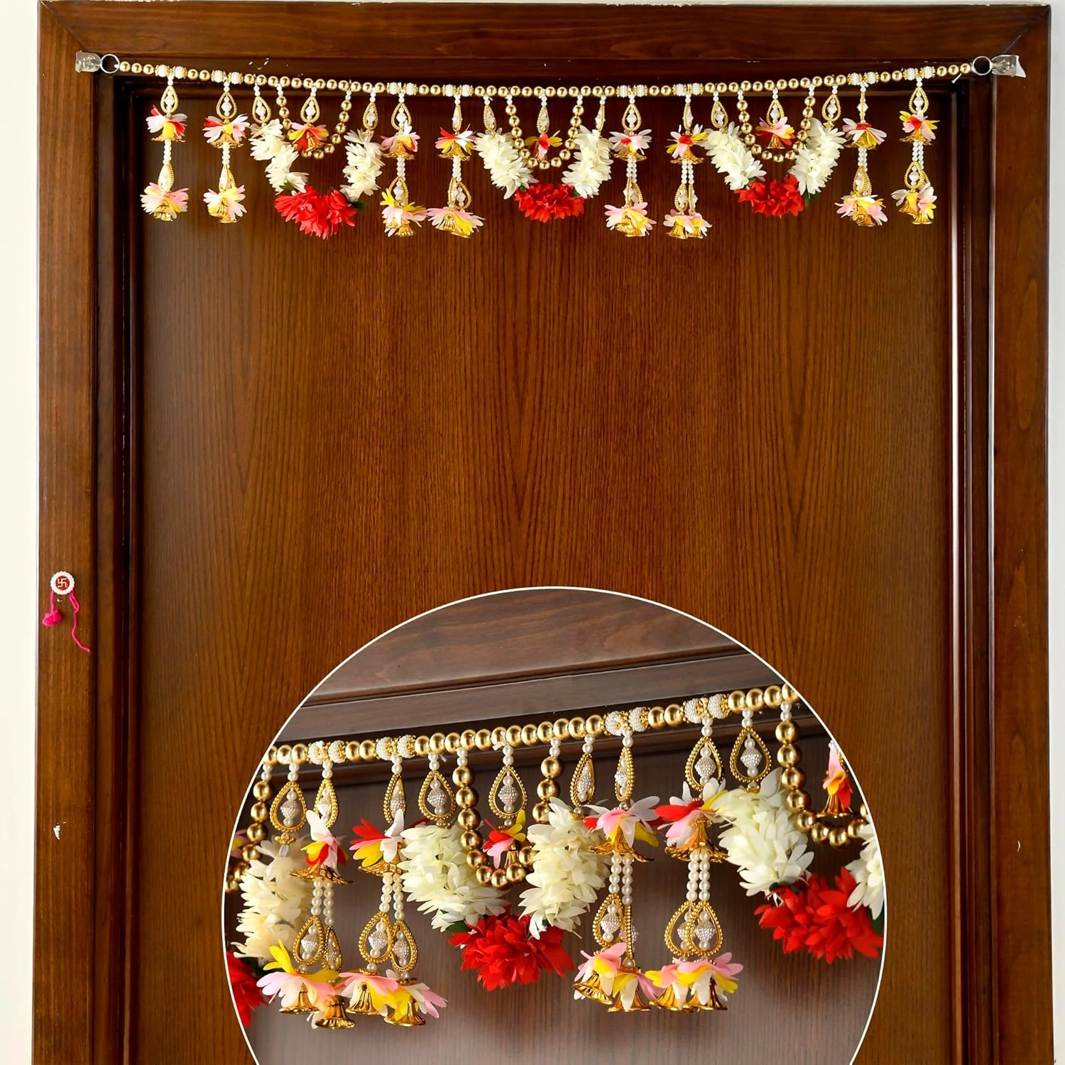 CraftVatika Lotus Buds Mogra Flowers Hanging Strings Latkan for Home Decoration,
