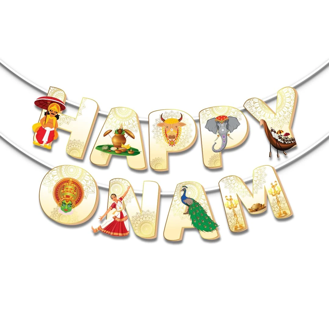 Happy Onam Banner for Decoration | Traditional Onam Festival Decor | Pookalam Th