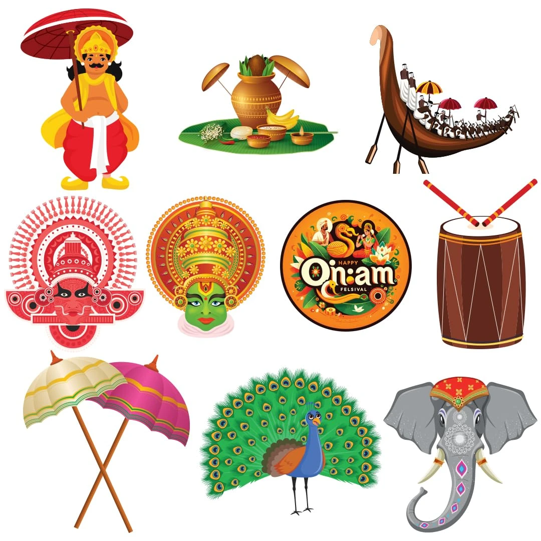 Festiko® 20 Pcs Happy Onam Cutouts, Cutouts For Onam Decoration, Onam Decoration