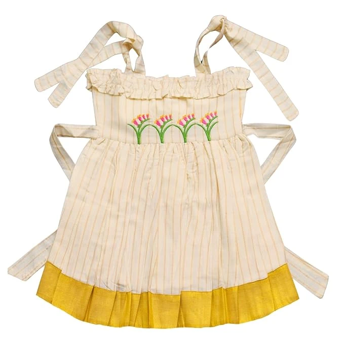 Nuts Clothing Onam Ethnic Dress for Girls Kerala Festival Wear | Pink Embroidery