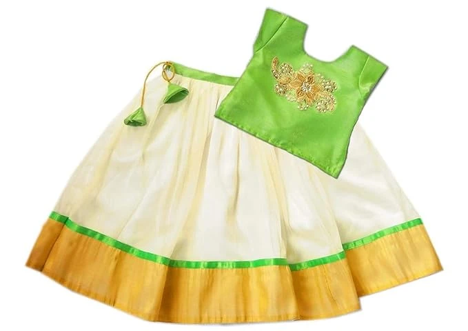 Stanwells Kids Baby Girls Cotton Silk Readymade Lehenga Choli Set | Traditional 