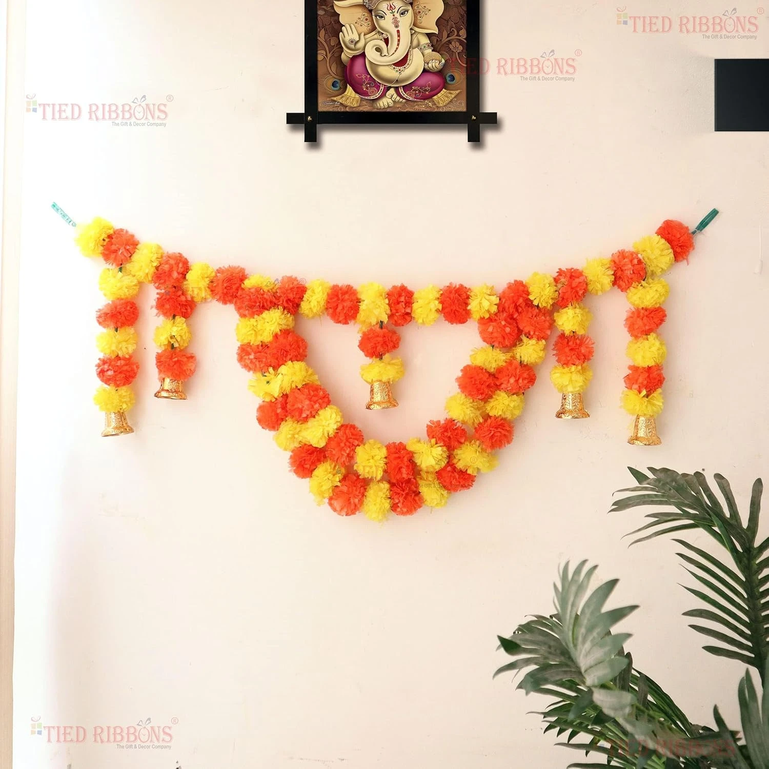 TIED RIBBONS Wall Door Hanging Artificial Marigold Flowers Garlands Bandhanwar T