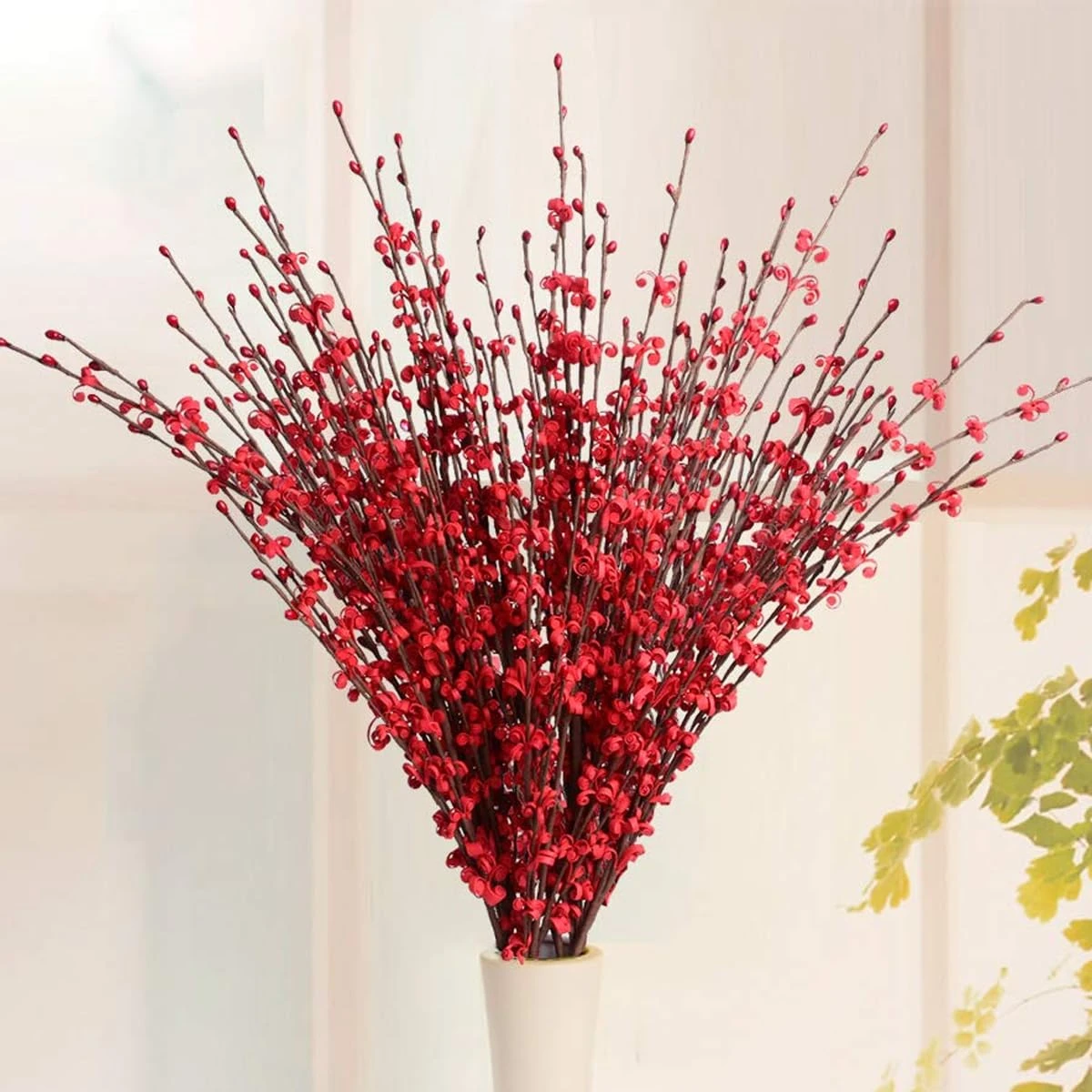 TIED RIBBONS Pack of 5 Jasmine Artificial Flowers Bunch Stem with Mini Berry for