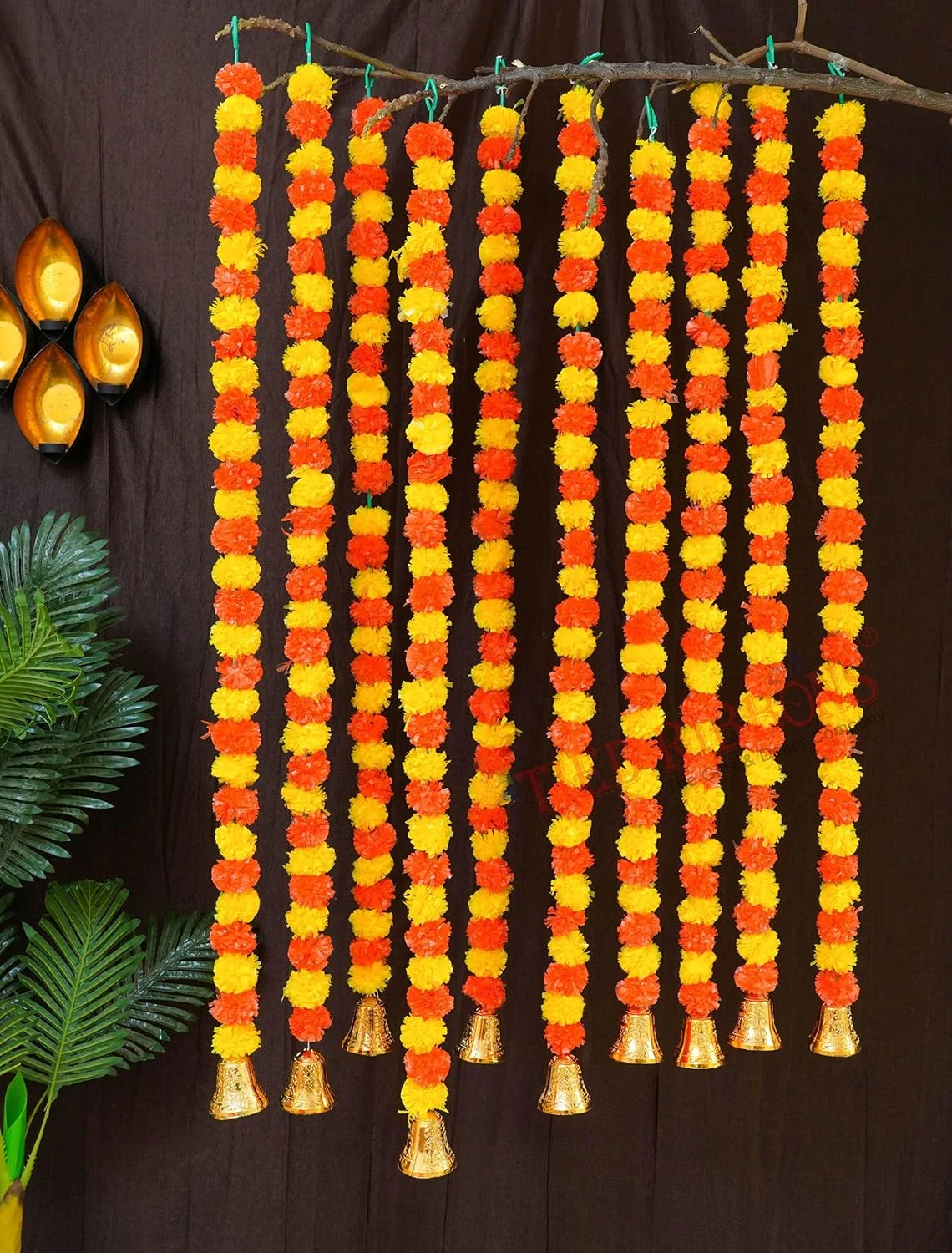 TIED RIBBONS Artificial Marigold Flowers Wall Door Hanging Garlands Bandhanwar P